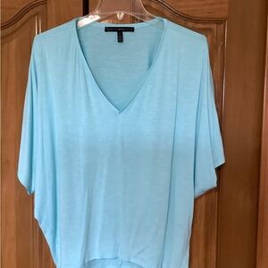 White House Black Market Light Aqua V-Neck Dolman Top